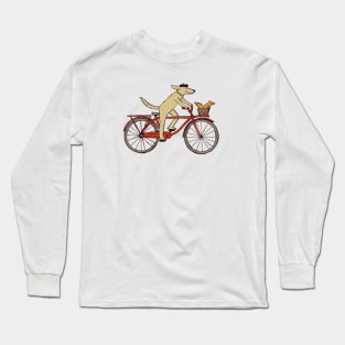 Cycling Dog with Squirrel Friend | Whimsical Animal Art Long Sleeve T-Shirt